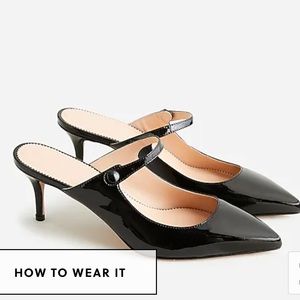 NWT JCrew Collette Mules Patent Black Leather SZ 7